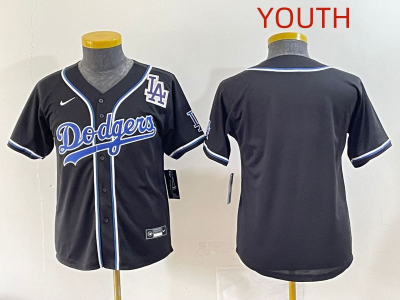 Youth 2025 Los Angeles Dodgers Blank Black Three generations Fashion Nike MLB Jersey style 7->youth mlb jersey->Youth Jersey